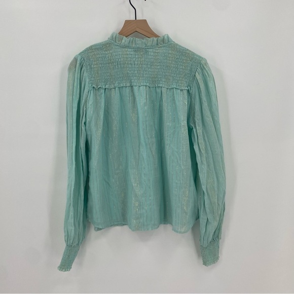 Karina Grimaldi Mint Green Peasant Blouse Medium - Picture 3 of 5